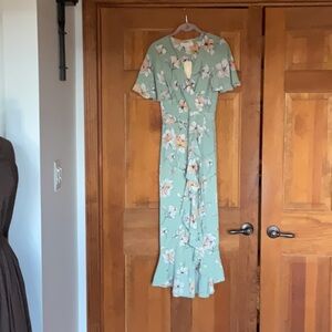 Floral Green Dress causal